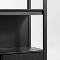 Open Plan Tall Bookcase with Storage in Black on Oak - Angle 11
