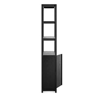 Open Plan Tall Bookcase with Storage in Black on Oak - Angle 7