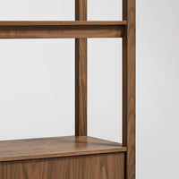 Open Plan Tall Bookcase with Storage in Walnut - Angle 11