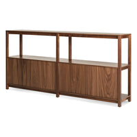 Open Plan Large Low Bookcase in Walnut - Angle 4