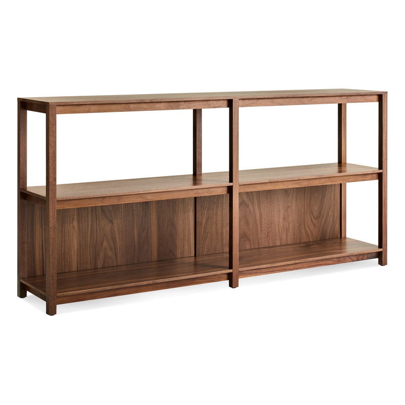 Open Plan Large Low Bookcase in Walnut