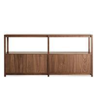 Open Plan Large Low Bookcase in Walnut - Angle 5