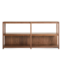 Open Plan Large Low Bookcase in Walnut - Angle 1