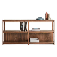 Open Plan Large Low Bookcase in Walnut - Angle 6