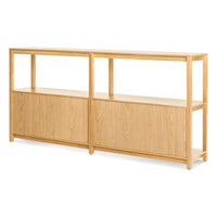 Open Plan Large Low Bookcase in White Oak - Angle 4