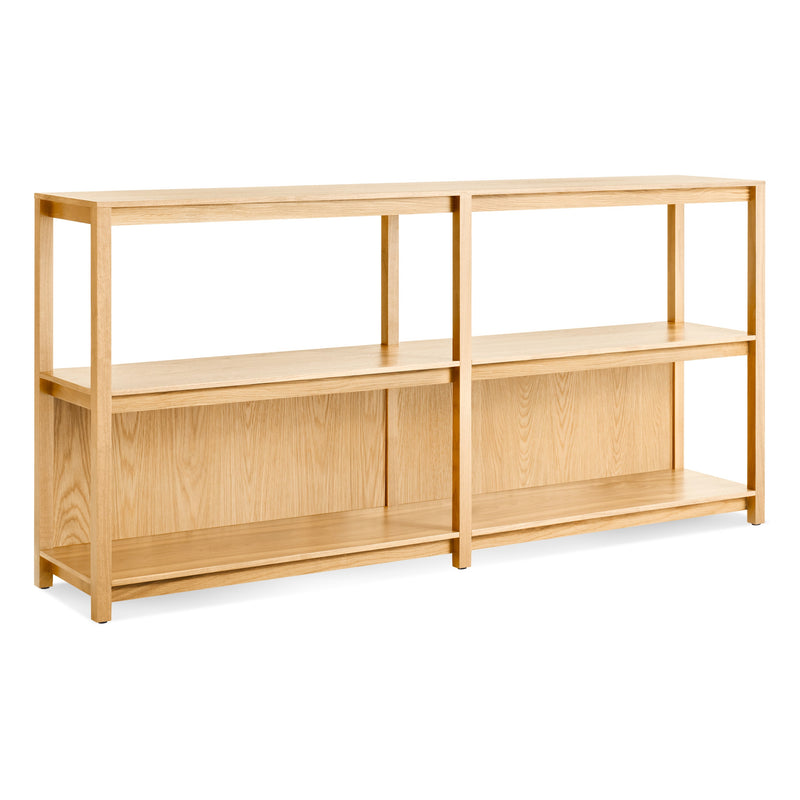 Open Plan Large Low Bookcase in White Oak - Angle 2