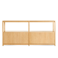 Open Plan Large Low Bookcase in White Oak - Angle 5