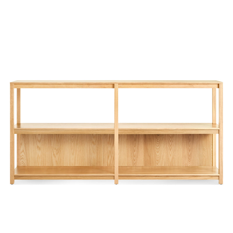 Open Plan Large Low Bookcase in White Oak - Angle 1