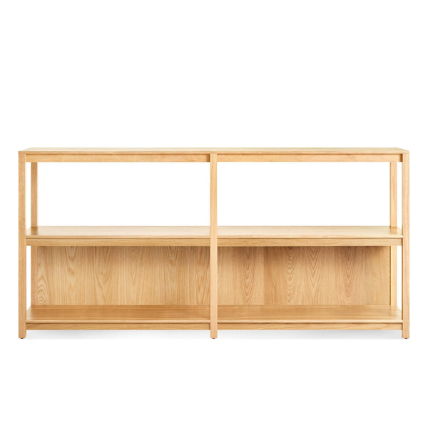 Open Plan Large Low Bookcase in White Oak - Angle 1