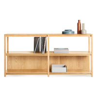Open Plan Large Low Bookcase in White Oak - Angle 6