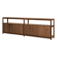 Open Plan Long and Low Bookcase in Walnut - Angle 5