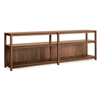Open Plan Long and Low Bookcase in Walnut - Angle 3