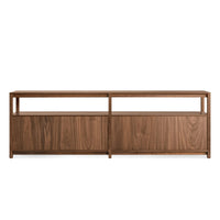Open Plan Long and Low Bookcase in Walnut - Angle 6