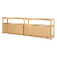 Open Plan Long and Low Bookcase in White Oak - Angle 5