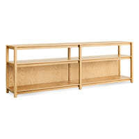 Open Plan Long and Low Bookcase in White Oak - Angle 3