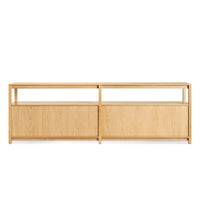 Open Plan Long and Low Bookcase in White Oak - Angle 6