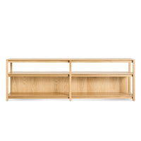 Open Plan Long and Low Bookcase in White Oak - Angle 1