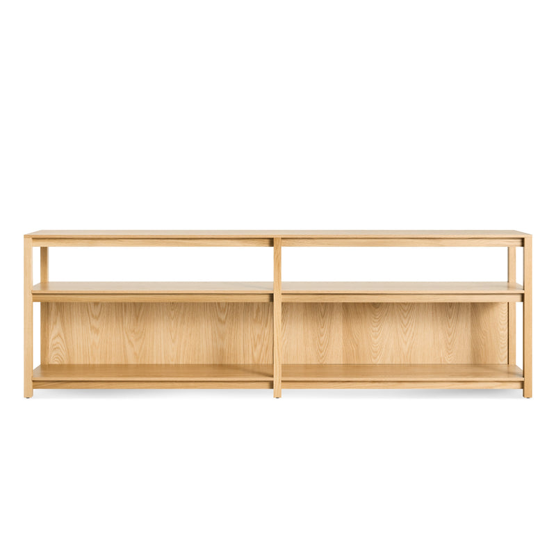 Open Plan Long and Low Bookcase in White Oak