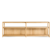Open Plan Long and Low Bookcase in White Oak - Angle 1