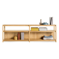 Open Plan Long and Low Bookcase in White Oak - Angle 7