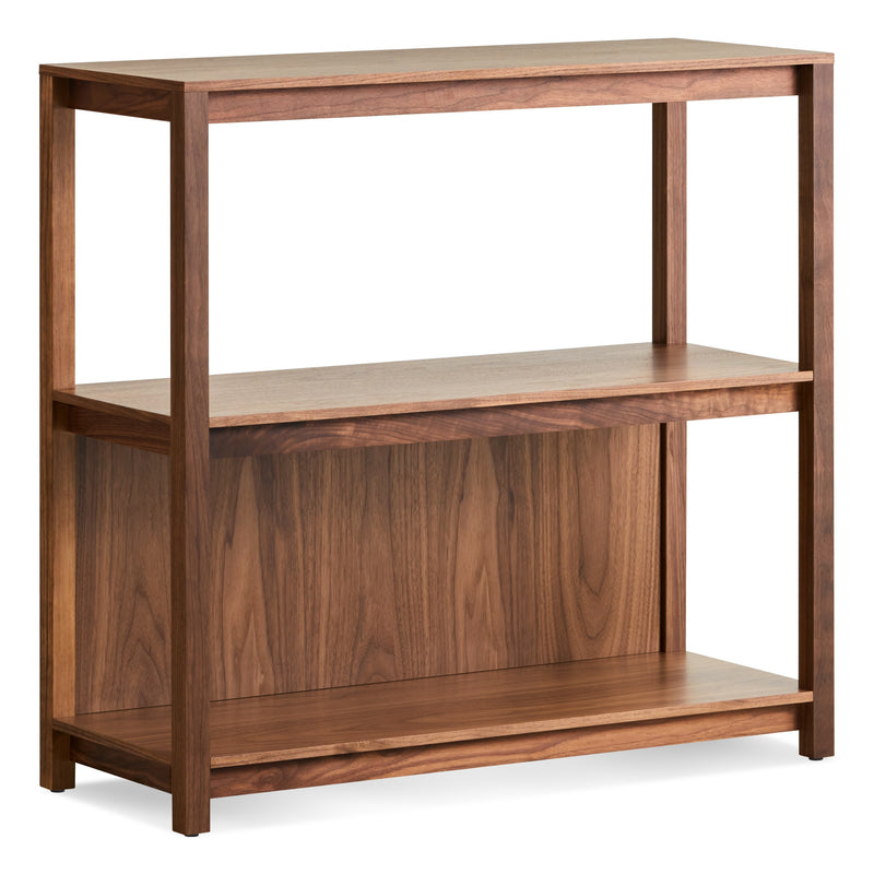 Open Plan Small Low Bookcase in Walnut