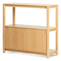Open Plan Small Low Bookcase in White Oak - Angle 4