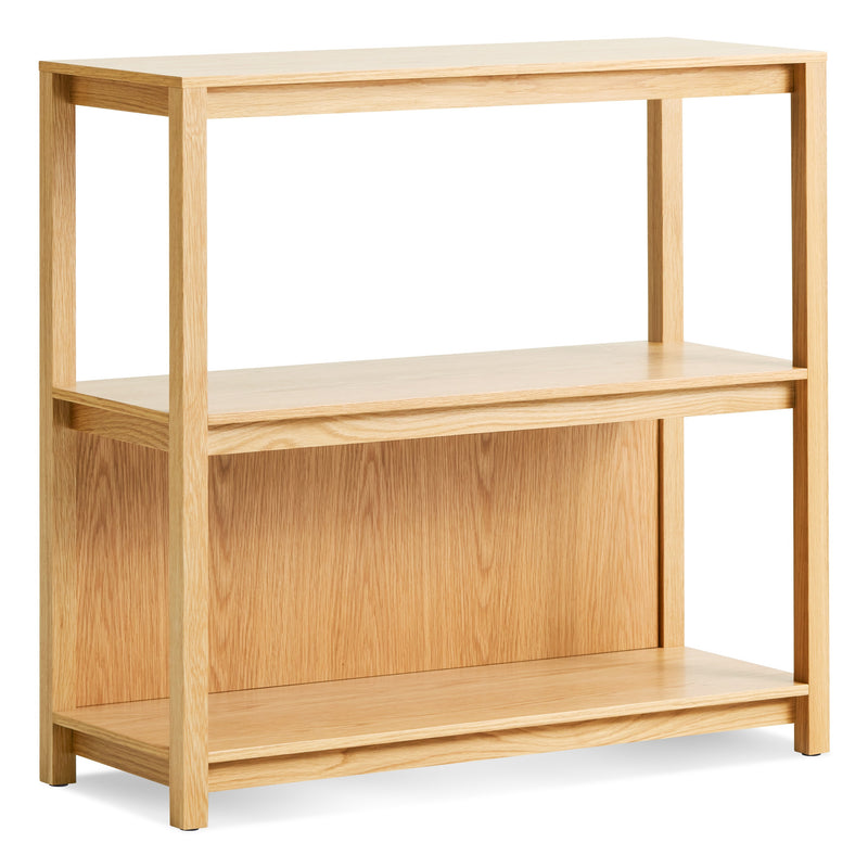 Open Plan Small Low Bookcase in White Oak - Angle 2
