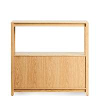 Open Plan Small Low Bookcase in White Oak - Angle 5