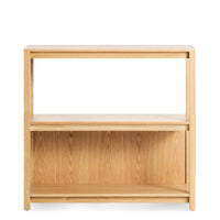 Open Plan Small Low Bookcase in White Oak - Angle 1