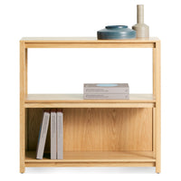 Open Plan Small Low Bookcase in White Oak - Angle 6