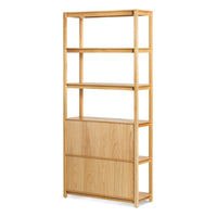 Open Plan Tall Bookcase in White Oak - Angle 4