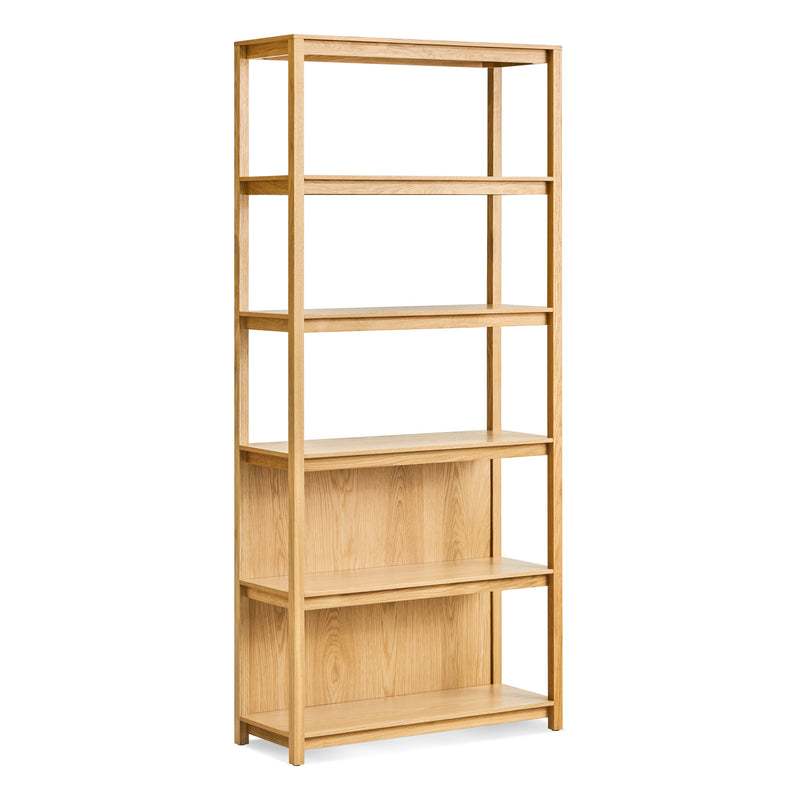 Open Plan Tall Bookcase in White Oak - Angle 2
