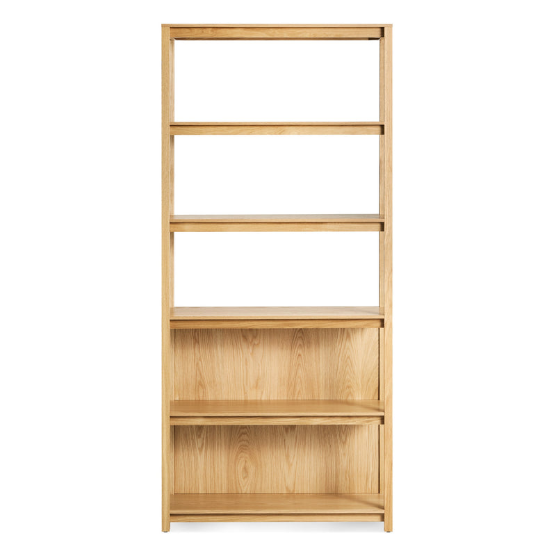 Open Plan Tall Bookcase in White Oak - Angle 1