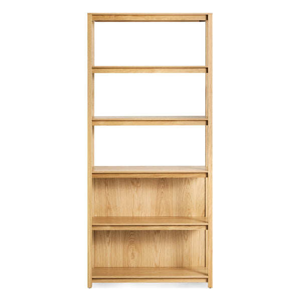 Open Plan Tall Bookcase in White Oak - Angle 1