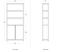 Open Plan Tall Bookcase with Storage in White Oak - Angle 12