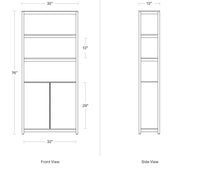 Open Plan Tall Bookcase with Storage in White Oak - Angle 3