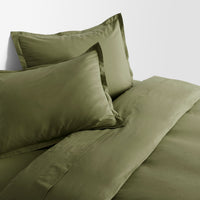 Blu Dot Percale Duvet Set in Loden Green - Angle 5