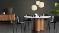 4/4 Round Dining Table in Marble / White Oak - Angle 3
