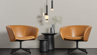 Close Encounter Swivel Lounge Chair in Canyon Leather - Angle 11