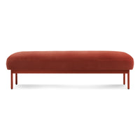 Puff Puff Bench in Tomato Velvet - Angle 1