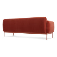 Puff Puff 87" Sofa in Tomato Velvet - Angle 6