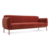 Puff Puff 87" Sofa in Tomato Velvet - Angle 4