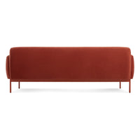 Puff Puff 87" Sofa in Tomato Velvet - Angle 7