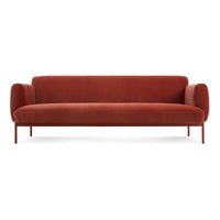 Puff Puff 87" Sofa in Tomato Velvet - Angle 1