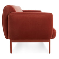 Puff Puff 87" Sofa in Tomato Velvet - Angle 5