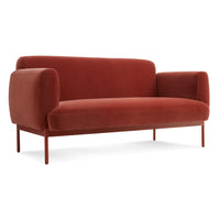 Puff Puff 67" Sofa in Tomato Velvet - Angle 4