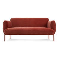 Puff Puff 67" Sofa in Tomato Velvet - Angle 1