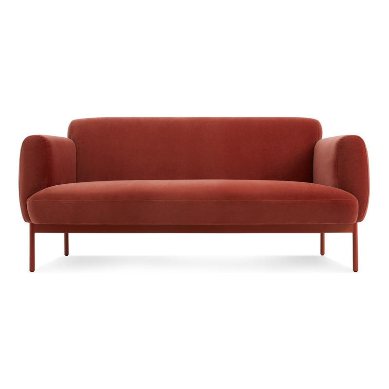 Puff Puff 67" Sofa in Tomato Velvet - Angle 1