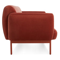 Puff Puff 67" Sofa in Tomato Velvet - Angle 5