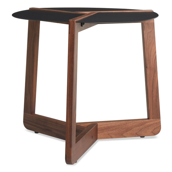 Pi Small Side Table in Black / Walnut - Angle 1